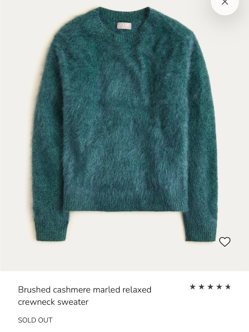 NWT JCrew Retail Brushed Cashmere Marled Relaxed Crewneck Sweater. Size Medium